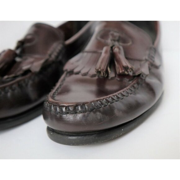 MEN'S BURGUNDY RED LEATHER LOAFER W/ TASSELS HUSH PUPPIES - SIZE 8M - Picture 5 of 9